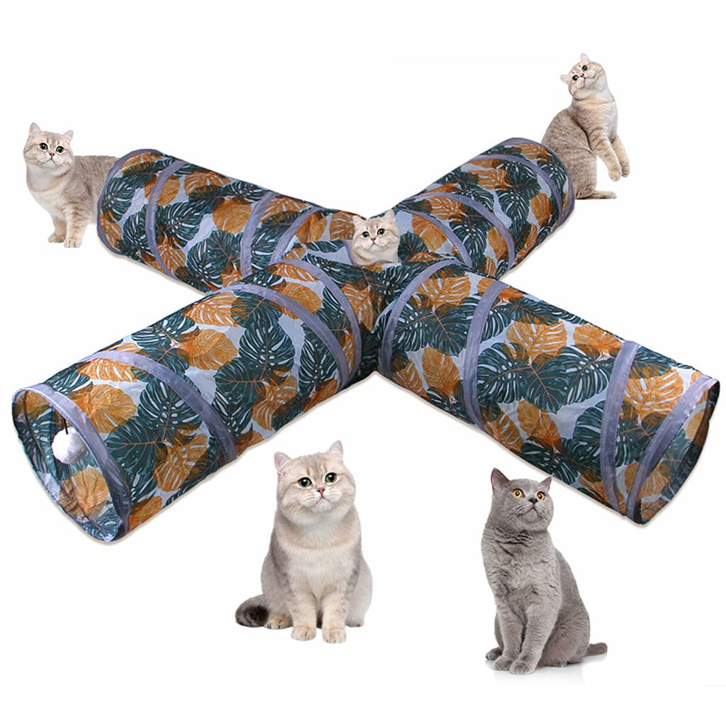 Qpets 4 Way Cat Tunnel Cat Toys Pet Tube Collapsible Play Toy Indoor Outdoor Kitty Puppy Toys for Puzzle Exercising Hiding Training Toys Qpets 4 Way Cat Tunnel Cat Toys Pet Tube Collapsible Play Toy Indoor Outdoor Kitty Puppy Toys for Puzzle Exercising Hiding Training Toys